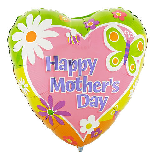 18" Happy Mother's Day Heart Shape Foil / Mylar Balloons ( 6 Balloons )