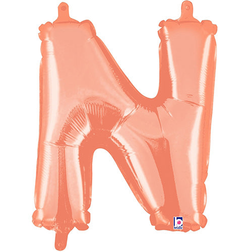 Air Filled Rose Gold Letter N Balloon 14"