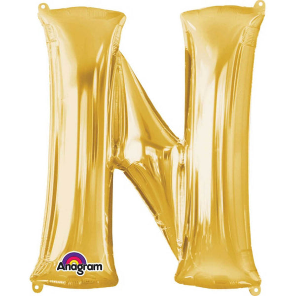 Giant Gold Letter N Foil Balloon 32"