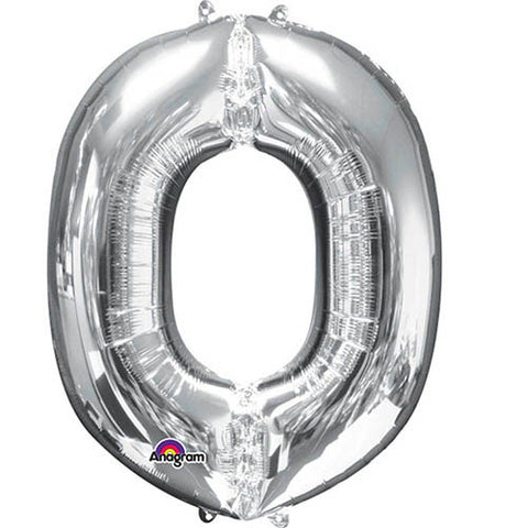 Giant Silver Letter O Foil Balloon 33"