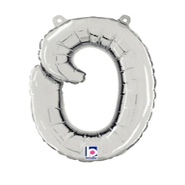 Silver Script Letter O Foil Balloon 14"