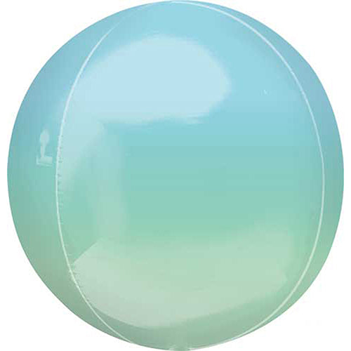 3 Blue and Green Orbz Ombre Balloons 15" Pack