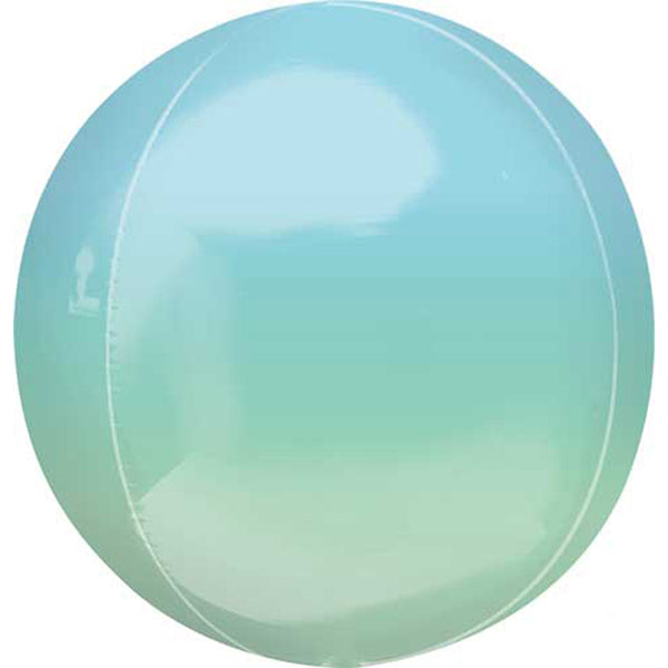 3 Blue and Green Orbz Ombre Balloons 15" Pack