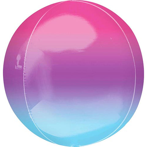 3 Pink Purple and Blue Orbz Ombre Balloons 15" Pack
