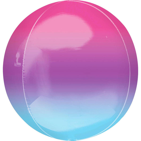 3 Pink Purple and Blue Orbz Ombre Balloons 15" Pack