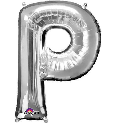 Giant Silver Letter P Foil Balloon 32"