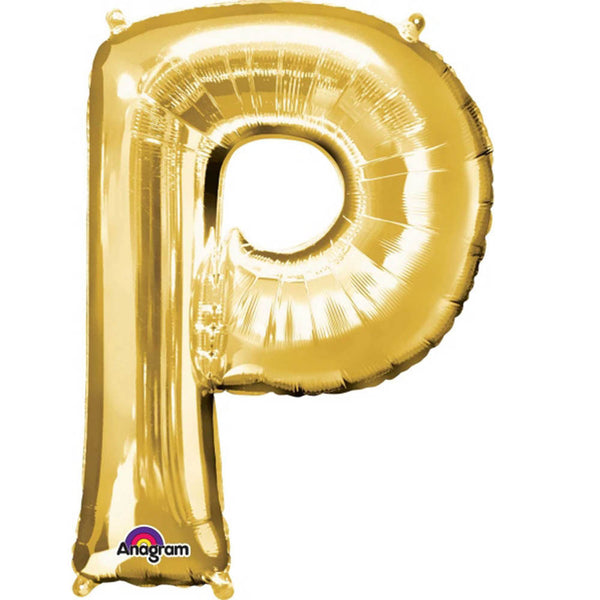 Giant Gold Letter P Foil Balloon 32"