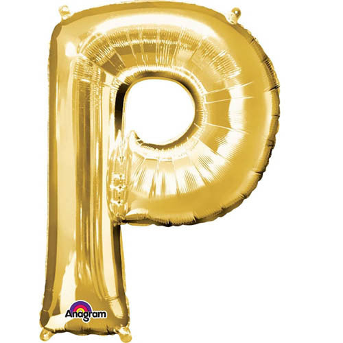 Giant Gold Letter P Foil Balloon 32"
