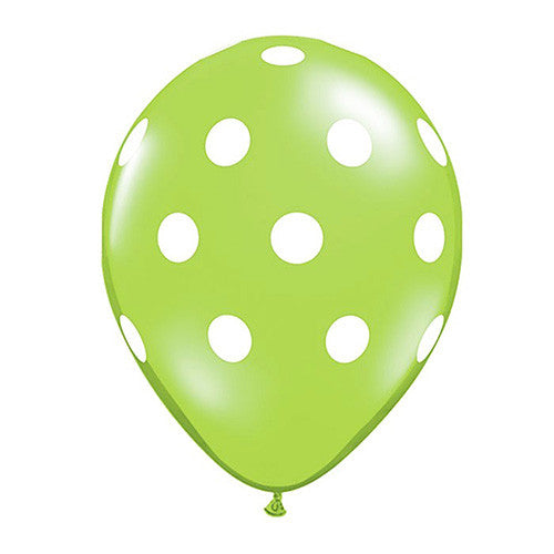 Latex 11" Qualatex Lime Green Polka Dots Balloons 12ct