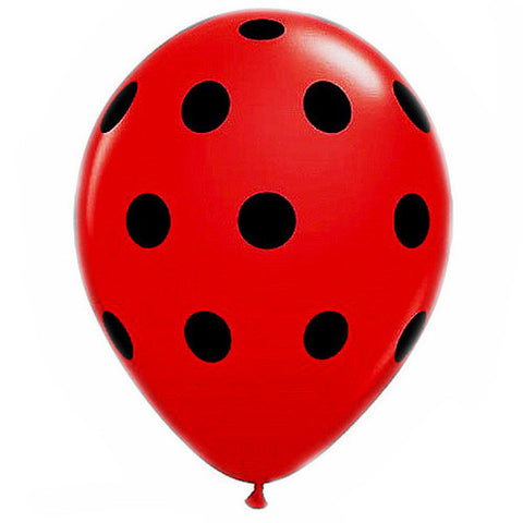 Latex 11" Qualatex lady Bug Polka Dots Balloons 12ct