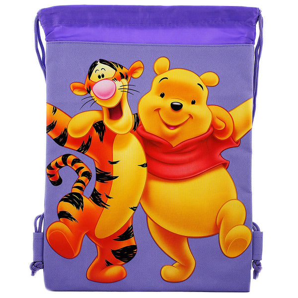 Winnie The Pooh and Tigger Character Authentic Licensed Purple Drawstring Bag
