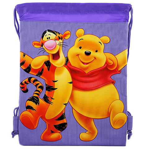 Winnie The Pooh and Tigger Character Authentic Licensed Purple Drawstring Bag
