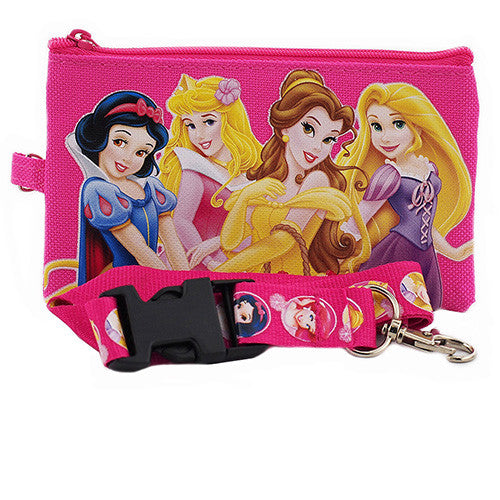 Princess Character Hot Pink Lanyard with Detachable Coin Purse