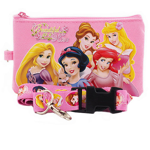 Princess Character Pink Lanyard with Detachable Coin Purse