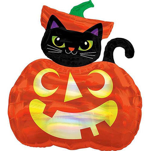 Pumpkin and Cat Foil Balloon 28"