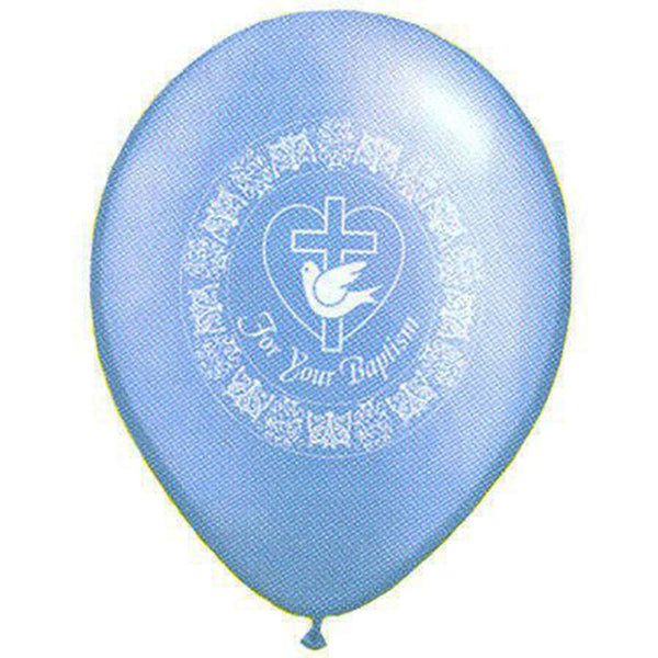 Latex 11" Blue 2 Sides Printing " For Your Baptism " Theme Balloon 12ct