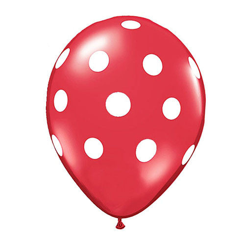 Latex 11" Qualatex Red Polka Dots Balloons 12ct
