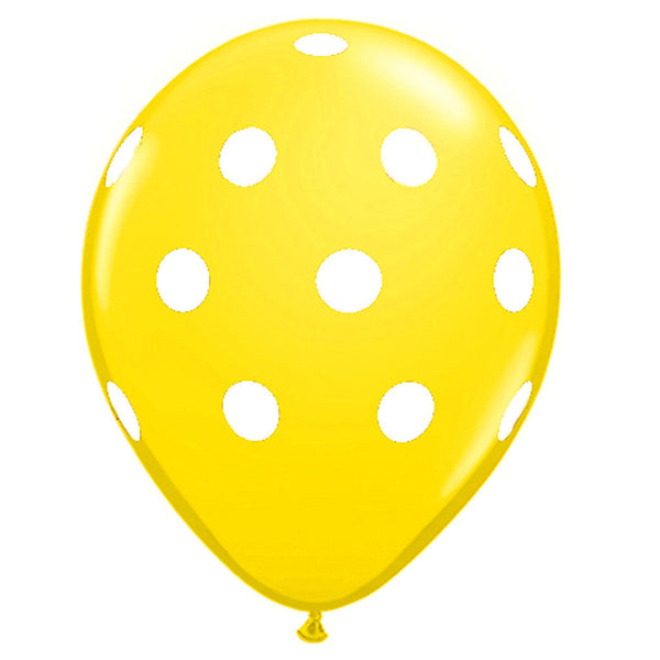 Latex 11" Qualatex Yellow Polka Dots Balloons 12ct