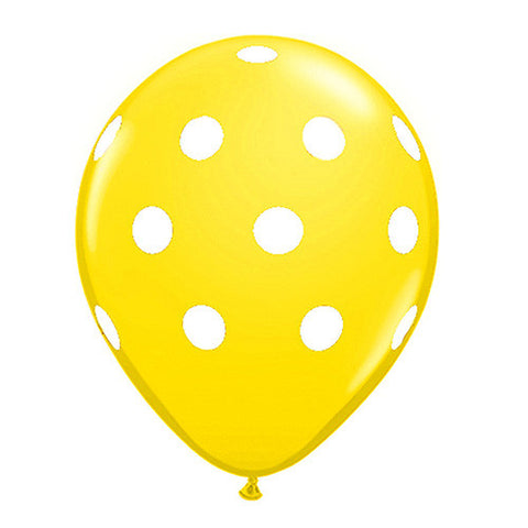 Latex 11" Qualatex Yellow Polka Dots Balloons 12ct