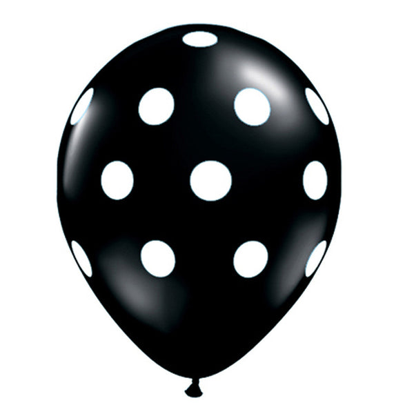 Latex 11" Qualatex Black Polka Dots Balloons 12ct