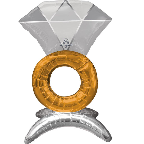 Wedding ring centerpiece air filled  foil balloon 21" tall