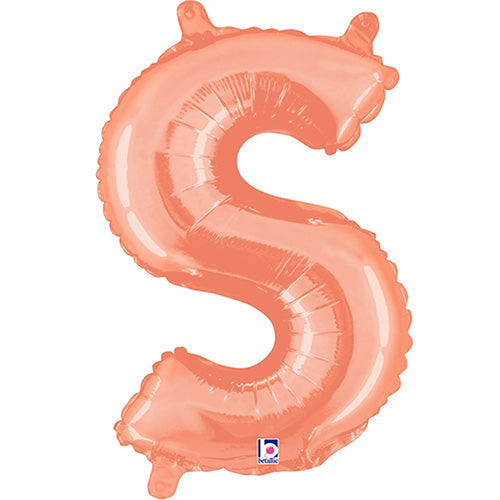 Air Filled Rose Gold Letter S Balloon 14"