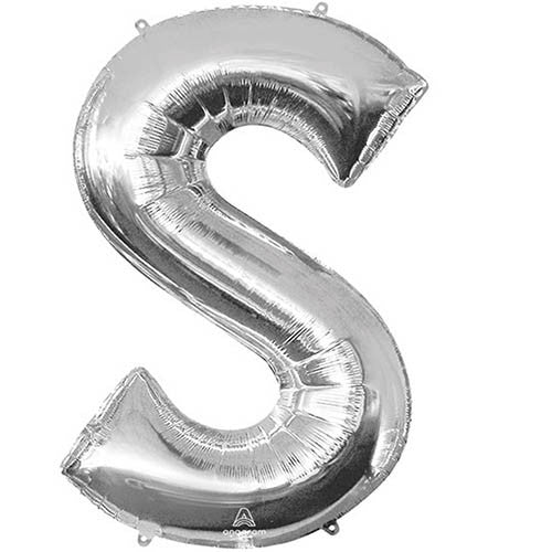 Giant Silver Letter S Foil Balloon 35"