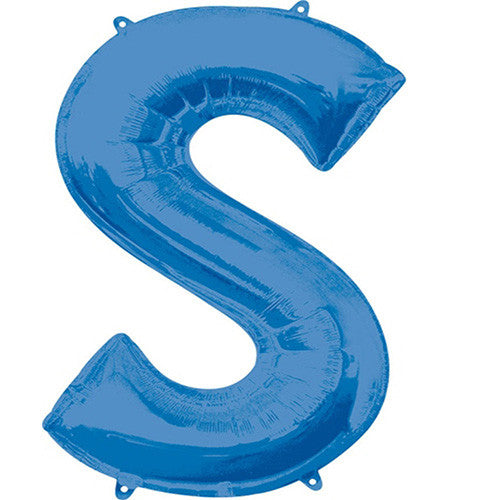 Giant Blue Letter S Foil Balloon 35"