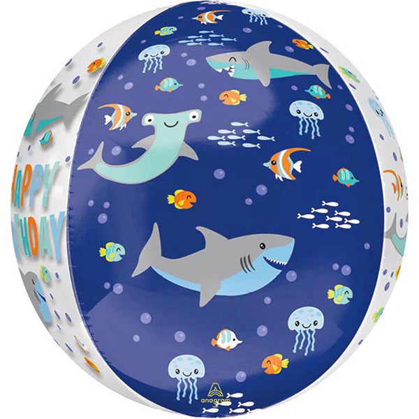 Happy Birthday Shark Orbz Balloon 16"