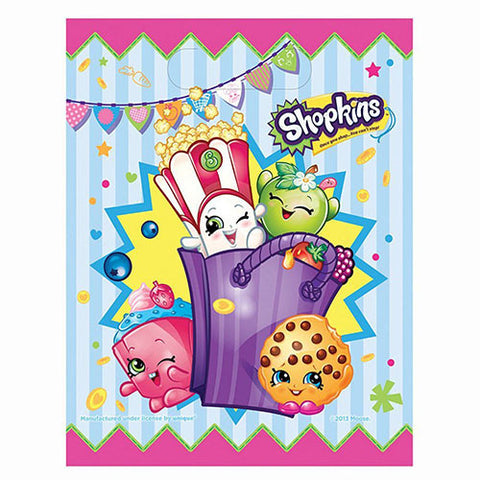 Shopkins Authentic Licensed Plastic Treat Bags or Loot Bags 8 ct