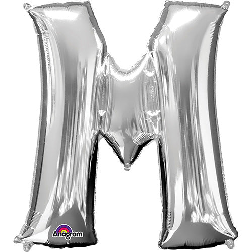Mini Shape Air - Filled Silver Letter M Foil Balloon 16"