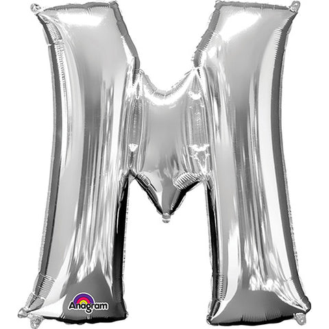Mini Shape Air - Filled Silver Letter M Foil Balloon 16"
