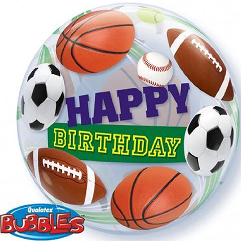 Sport Happy Birthday Bubble Balloon 22"