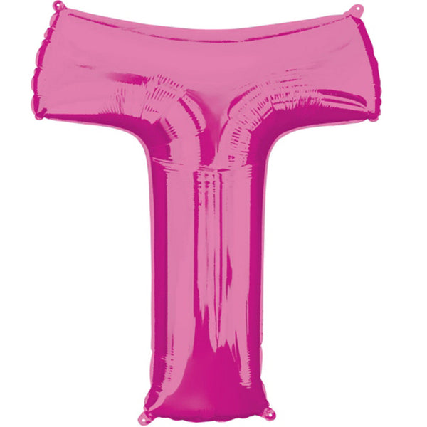 Giant Pink Letter T Foil Balloon 32"