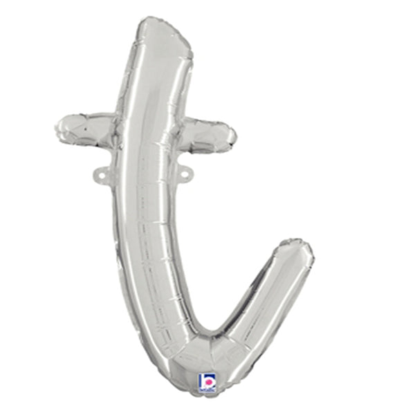Silver Script Letter T Foil Balloon 24"