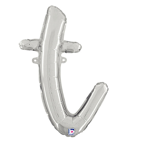 Silver Script Letter T Foil Balloon 24"