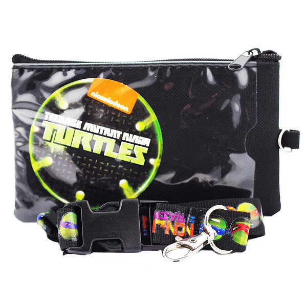 Ninja Turtles Character Black Lanyard with Detachable Coin Purse
