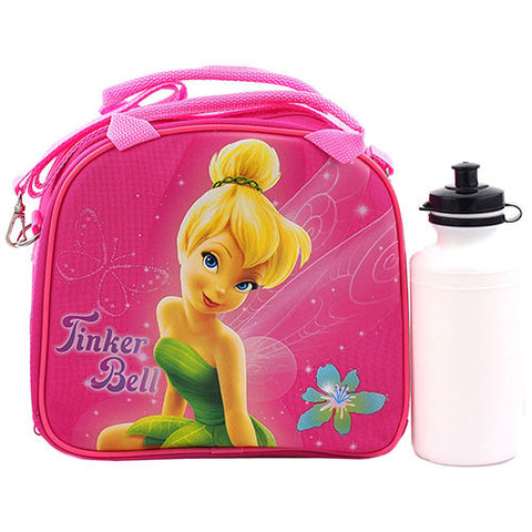 Tinkerbell Fairy Tale Character Authentic Licensed Pink Lunch bag with Water Bottle