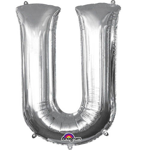 Giant Silver Letter U Foil Balloon 33"