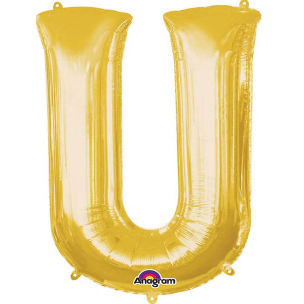 Giant Gold Letter U Foil Balloon 33"