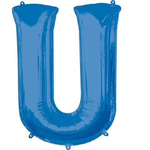 Giant Blue Letter U Foil Balloon 33"
