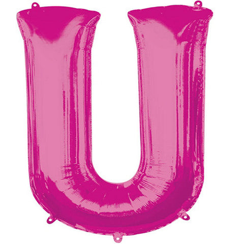 Giant Pink Letter U Foil Balloon 33"