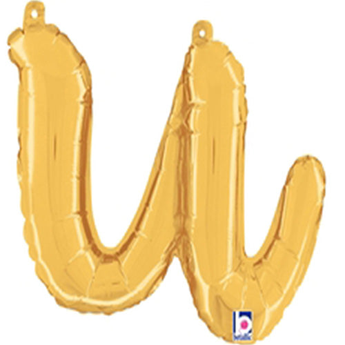 Gold Script Letter U Foil Balloon 14"