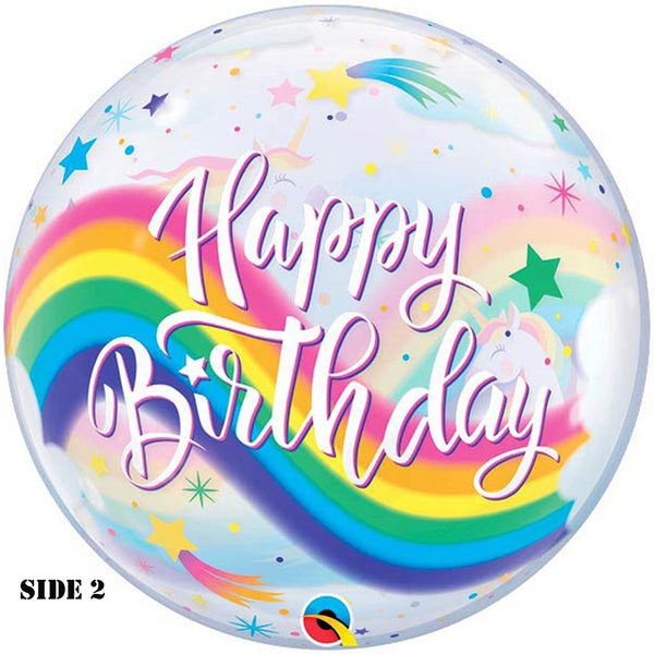 Unicorn Rainbow Birthday Bubble Balloon 22"