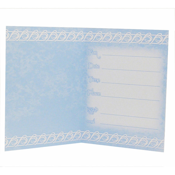 Baptism or Communion Blue Dove Cross Invitation Cards 8 ct
