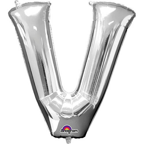 Giant Silver Letter V Foil Balloon 32"