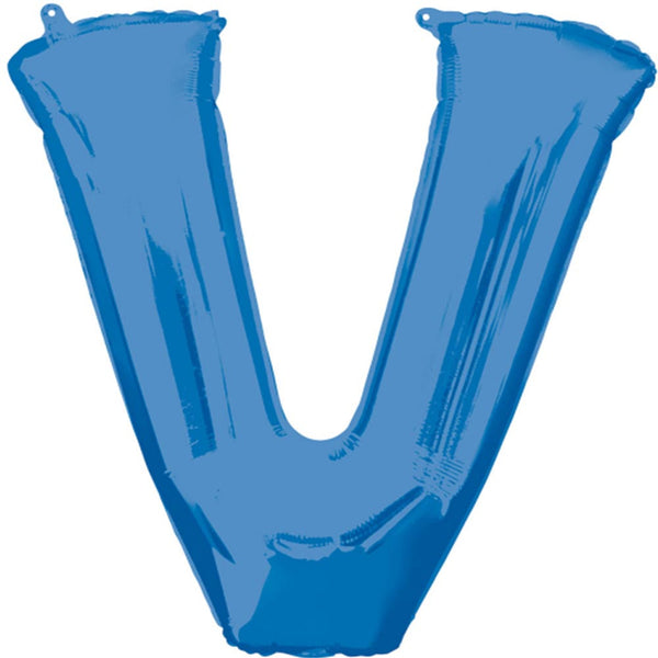 Giant Blue Letter V Foil Balloon 32"