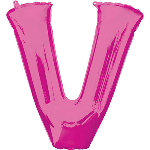 Giant Pink Letter V Foil Balloon 32"