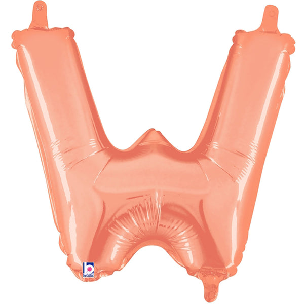 Air Filled Rose Gold Letter W Balloon 14"