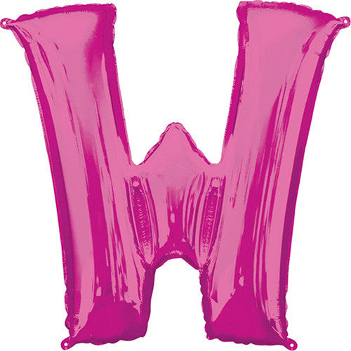 Giant Pink Letter W Foil Balloon 33"